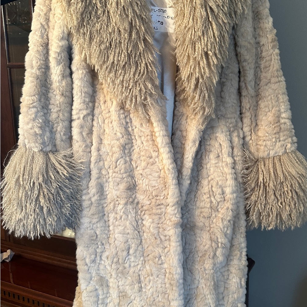 Fabulous Furs Cream Faux Fur Coat-Unique!